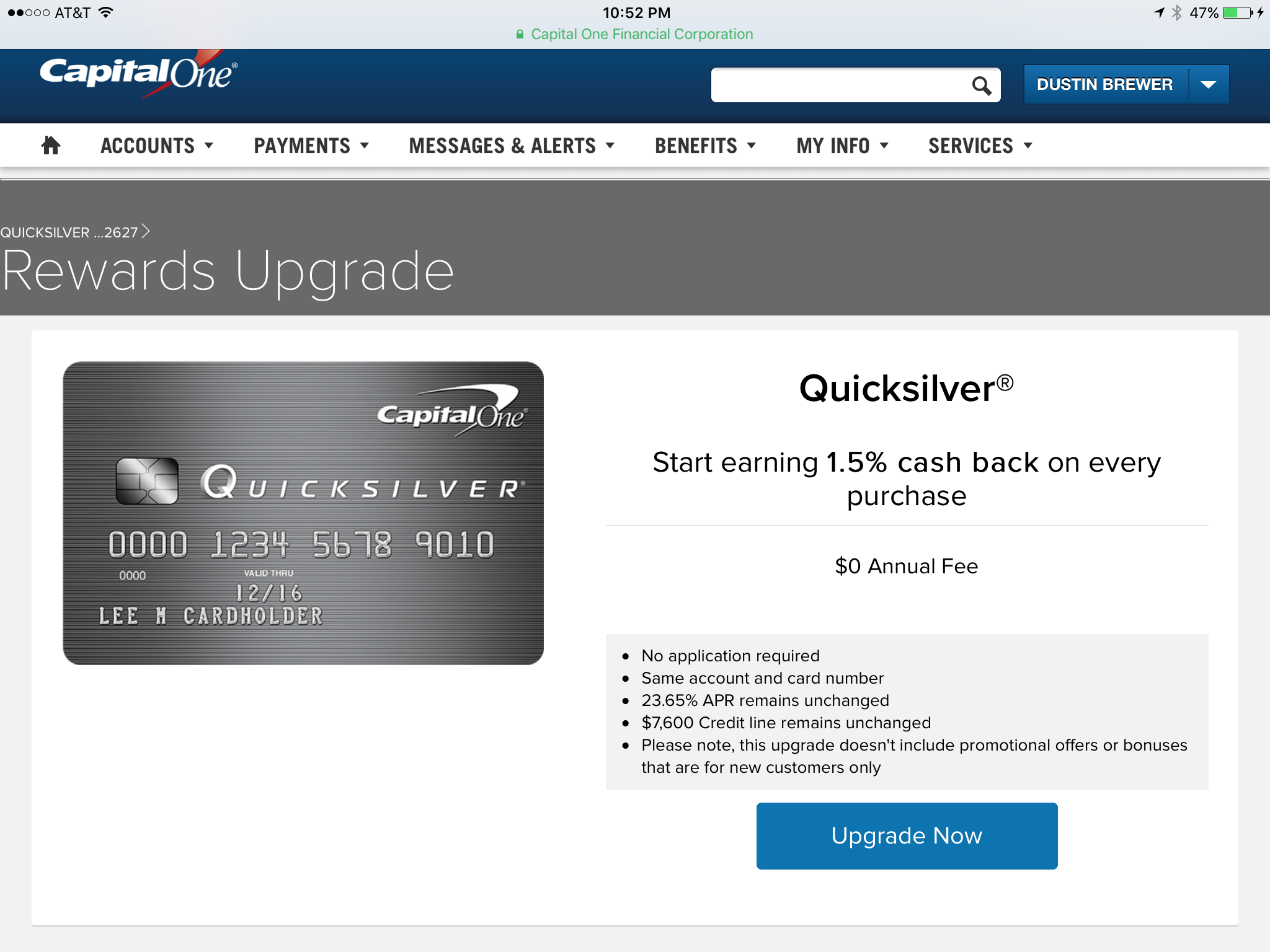 How long till I can upgrade capital one card myFICO® Forums 4945890