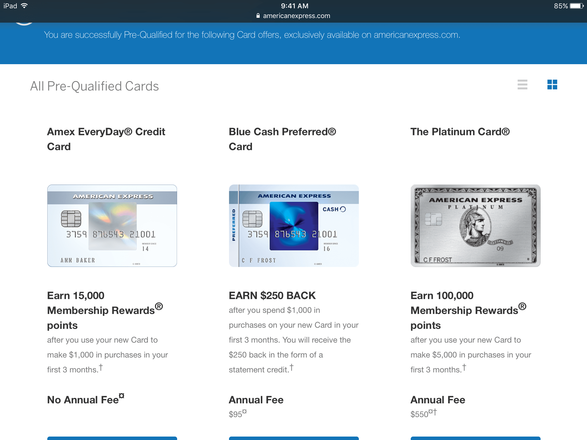 American Express 100,000 Membership Reward Prequal... Page 4 myFICO