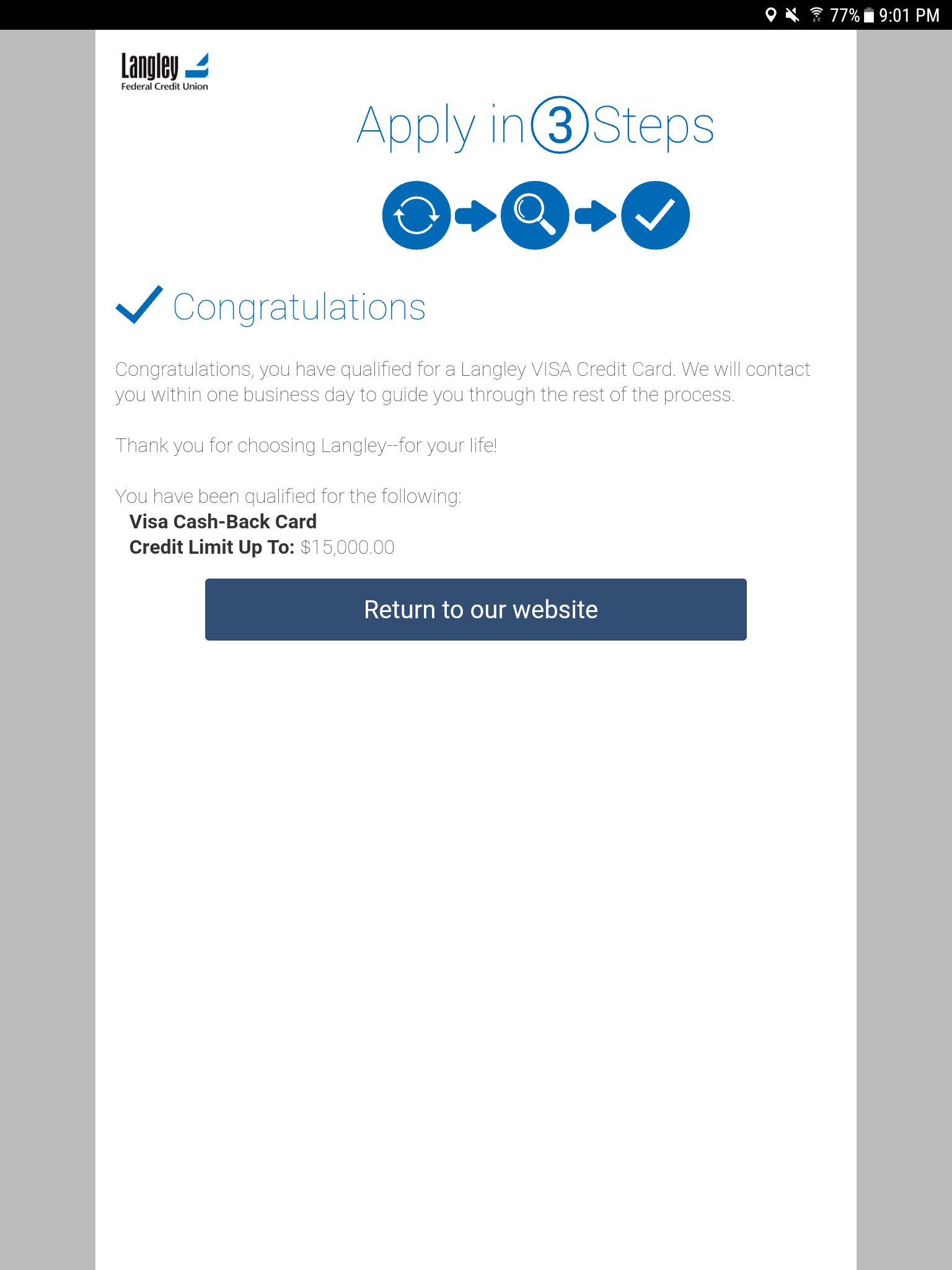 Langley FCU Preapproved CC offer....(update 15k a