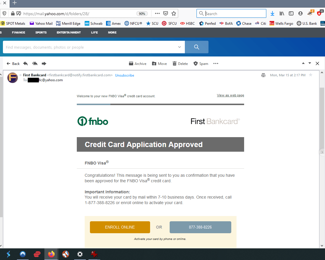FNBO Visa Signature® 15,000.00 ****** Approved Page 7 myFICO