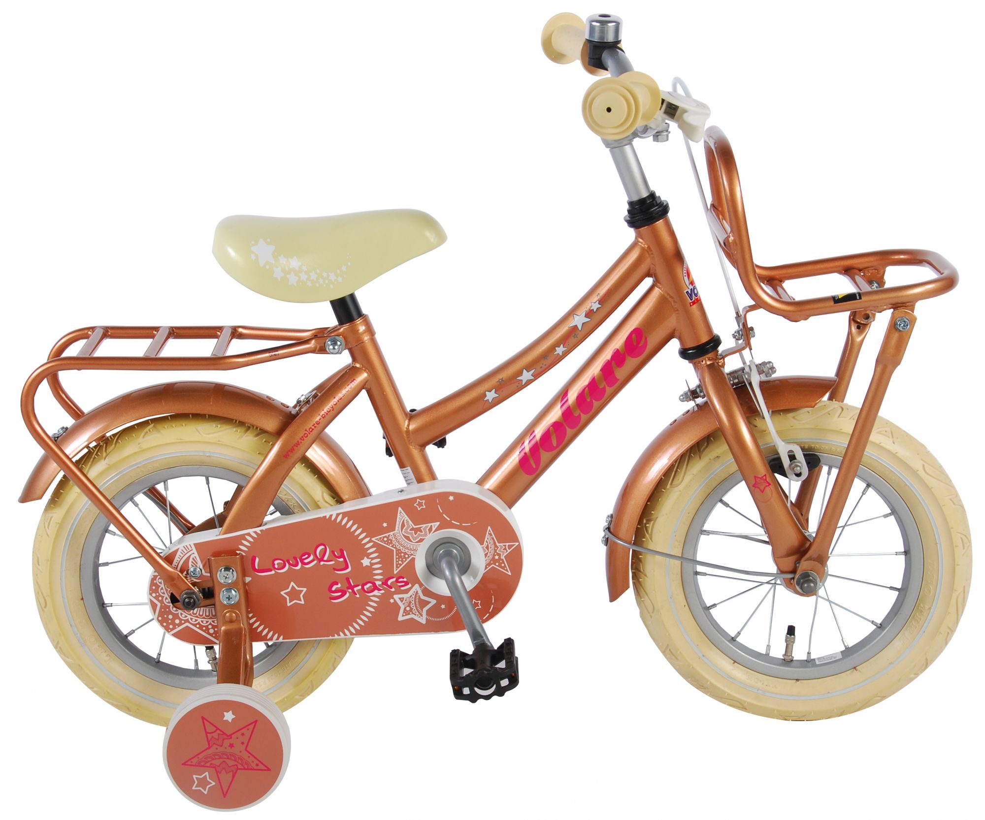 Volare Lovely Stars Kinderfiets - Meisjes - 12 Inch - Goud - Fietsmaster