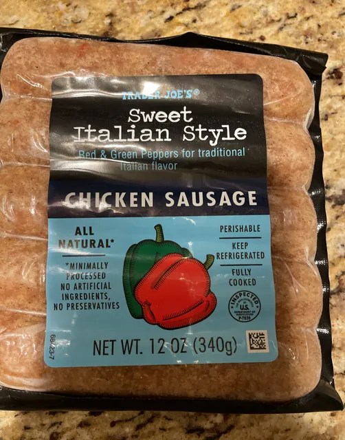 Trader Joe's Sweet Italian Style Red & Green Peppers Chicken Sausage