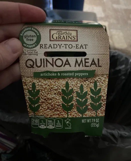 Earthly Grains Readytoeat Quinoa Meal, Artichoke & Roasted Peppers