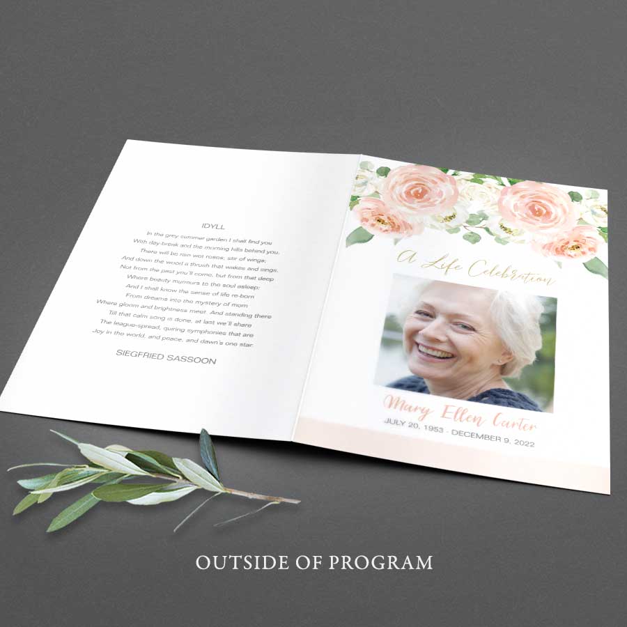 Memorial Program Templates Customized Printable 8.5x11 Funeral Outline