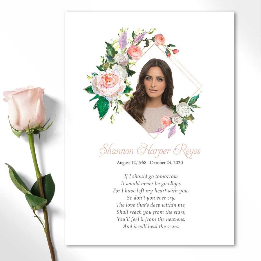 Custom Funeral Keepsake Photo Card with Poem for Memorial Gifts