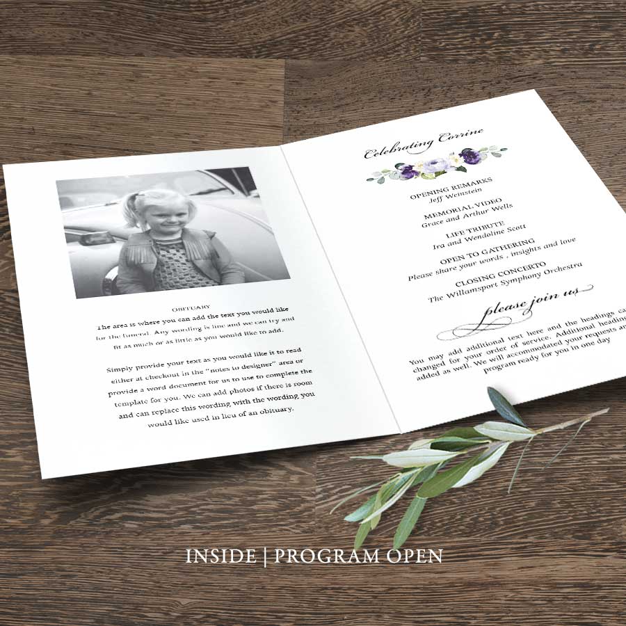 Memorial Service Pamphlet Program Customized with Photos