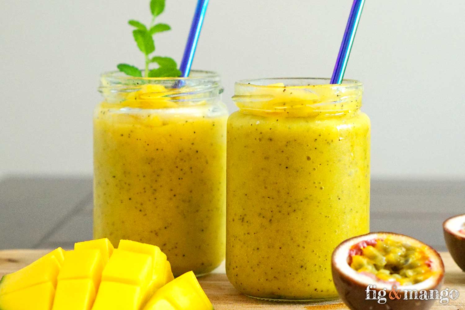 Mango Passion Fruit Smoothie with a Surprise Ingredient Fig and Mango