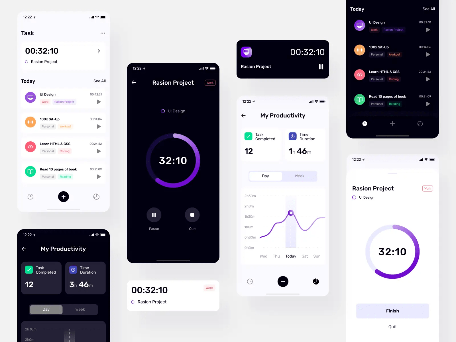 Time Tracker UI Kit Free Figma Resource Figma Elements