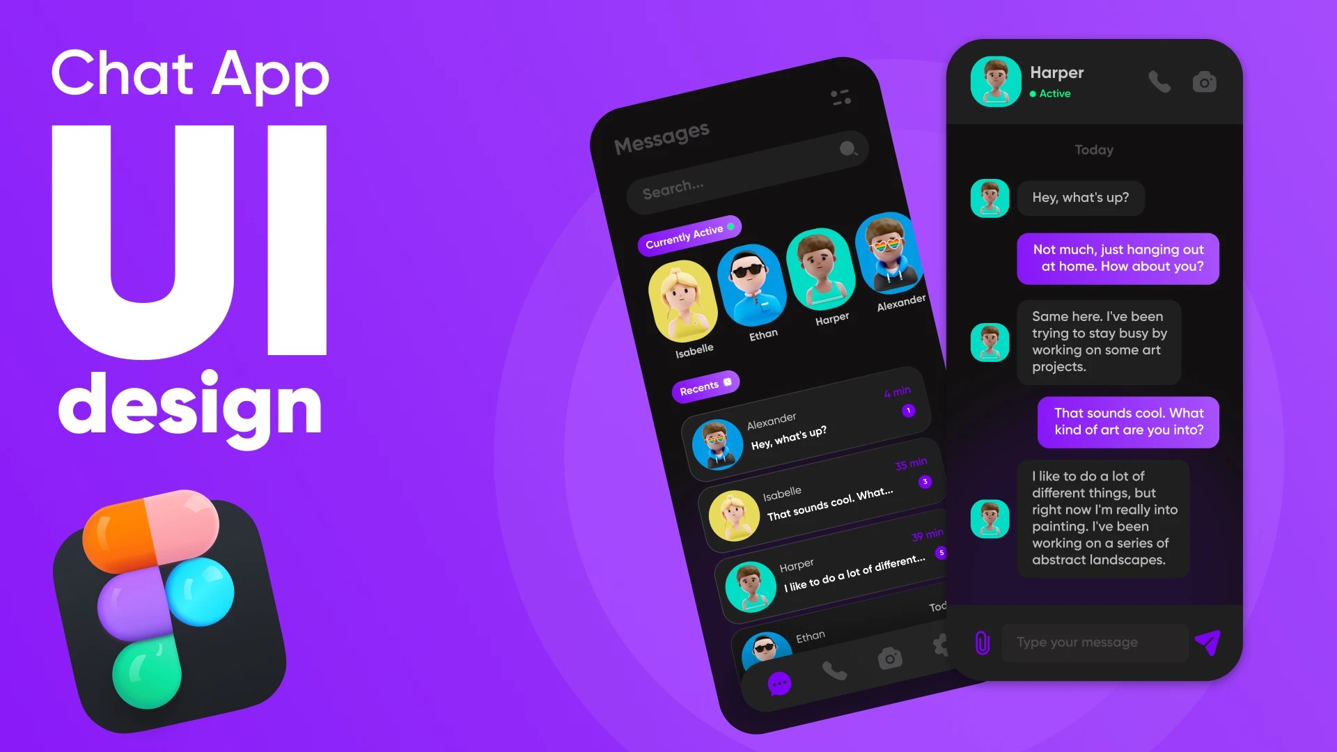 Chat App UI free figma template for App Designs