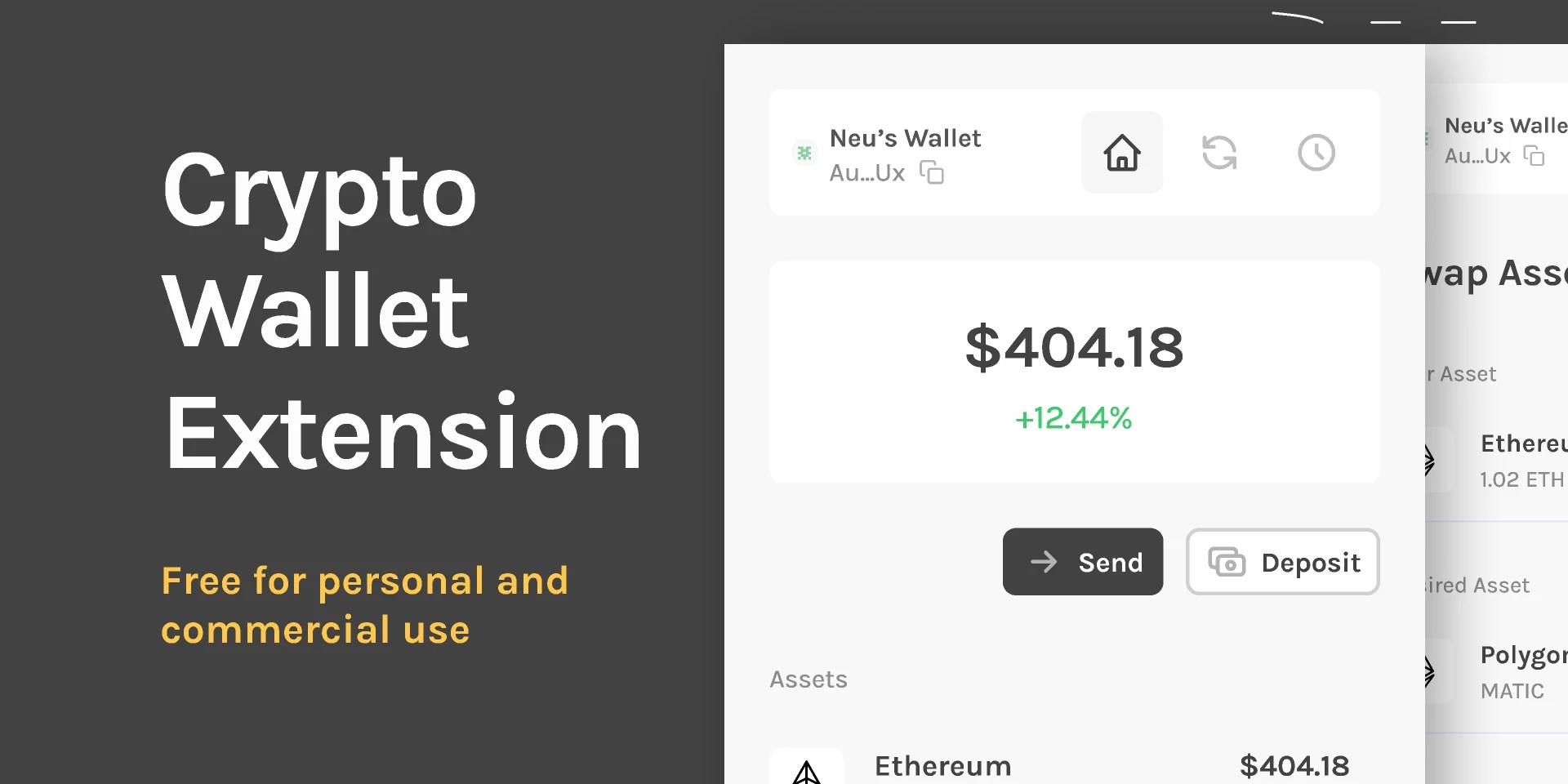 Crypto Wallet Extension free figma template for App Designs