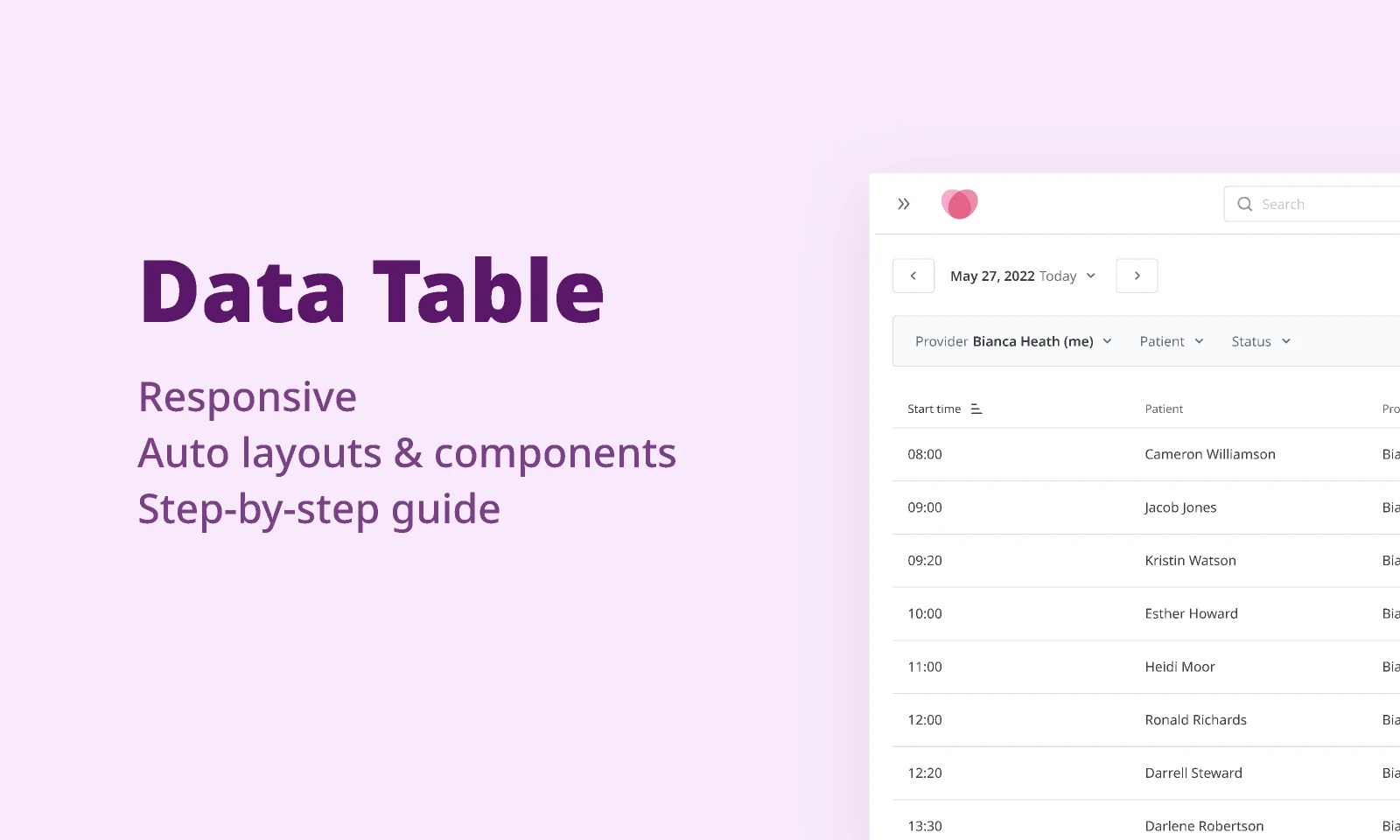 Data Table free figma template for Uncategorized