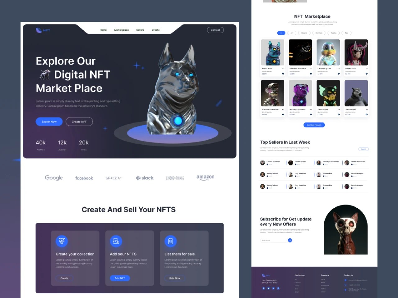 NFT Marketplace site Design free figma template for  / Land...