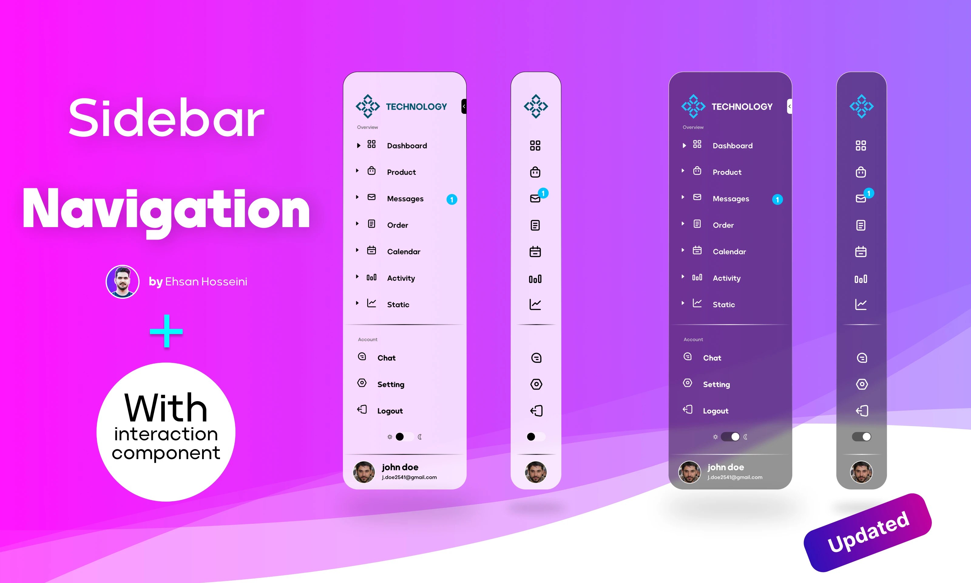 sidebar navigation with dark mode + interaction free figma templa...