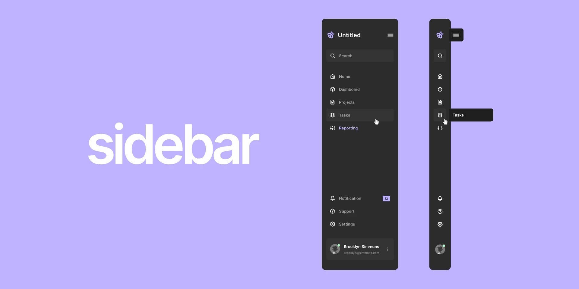 Sidebar with Interactive Prototype free figma template for Uncate...