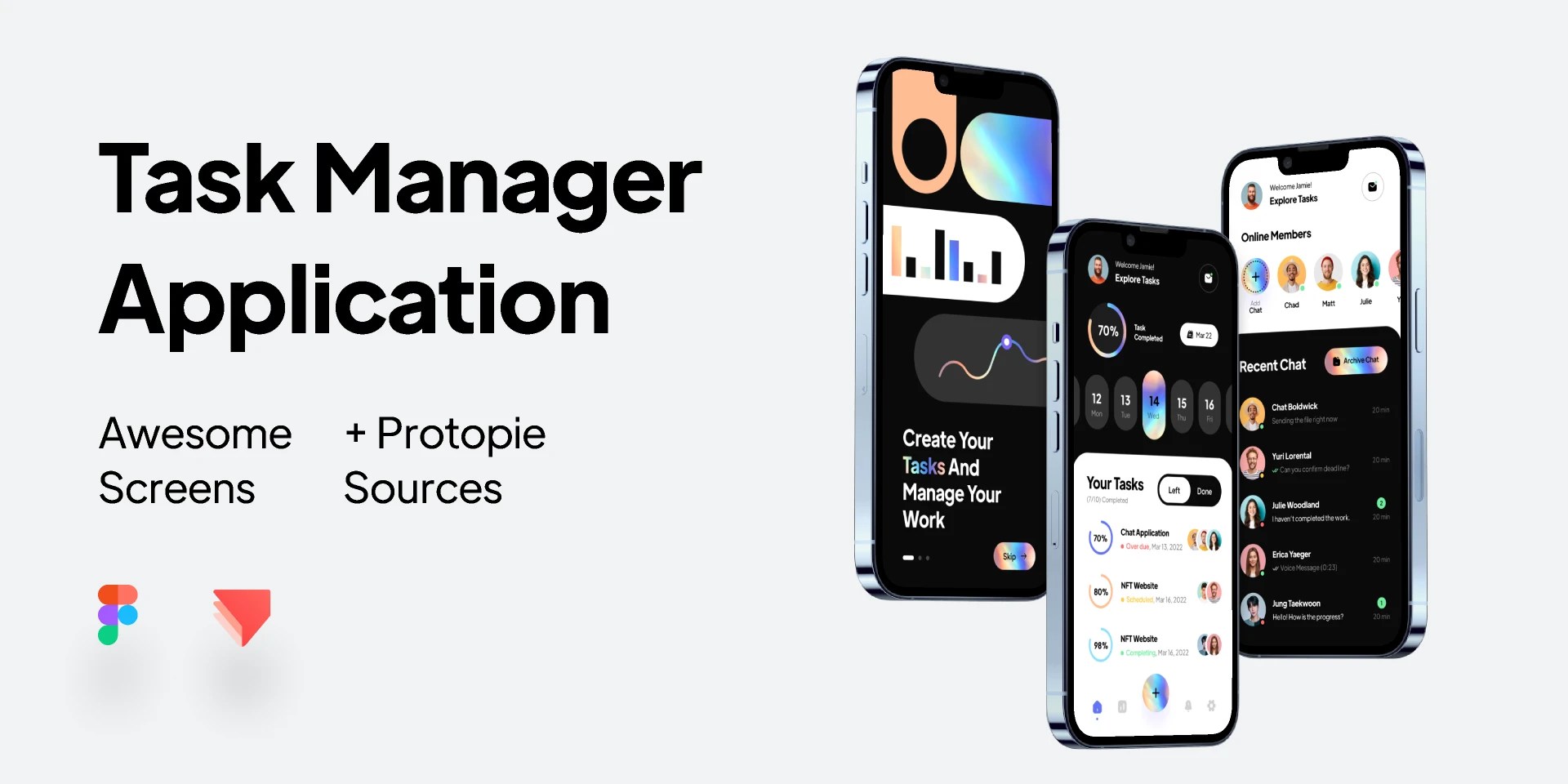 Task Manager Application free figma template for App Designs