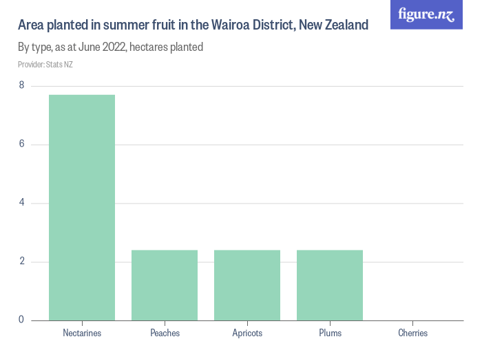Area planted in summer fruit in the Wairoa District, New Zealand