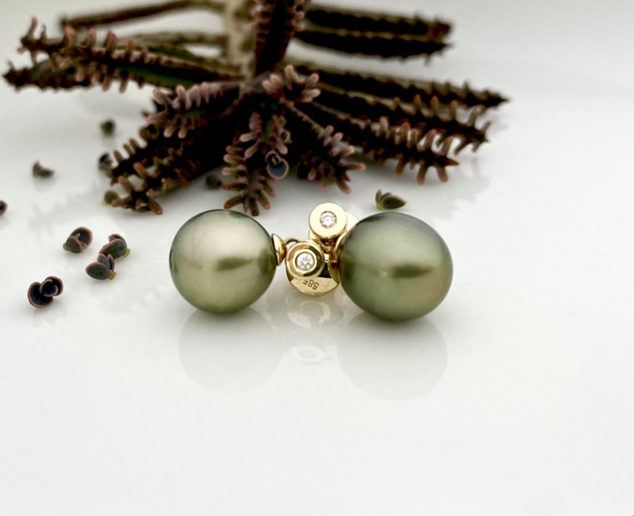 Pearl Diamond Studs,14K J. Hunter Signature Collection Fiji Pearls