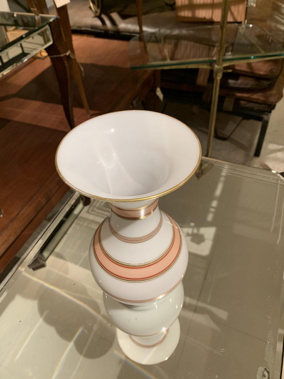 Opaque Glass Vase Fil De Fer