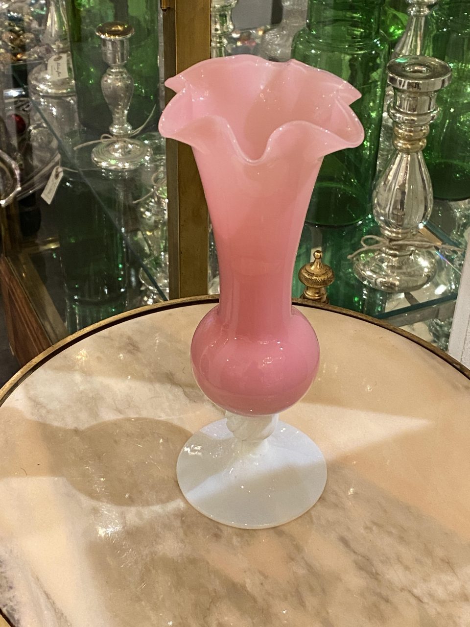 Opaque Glass Vase Fil De Fer