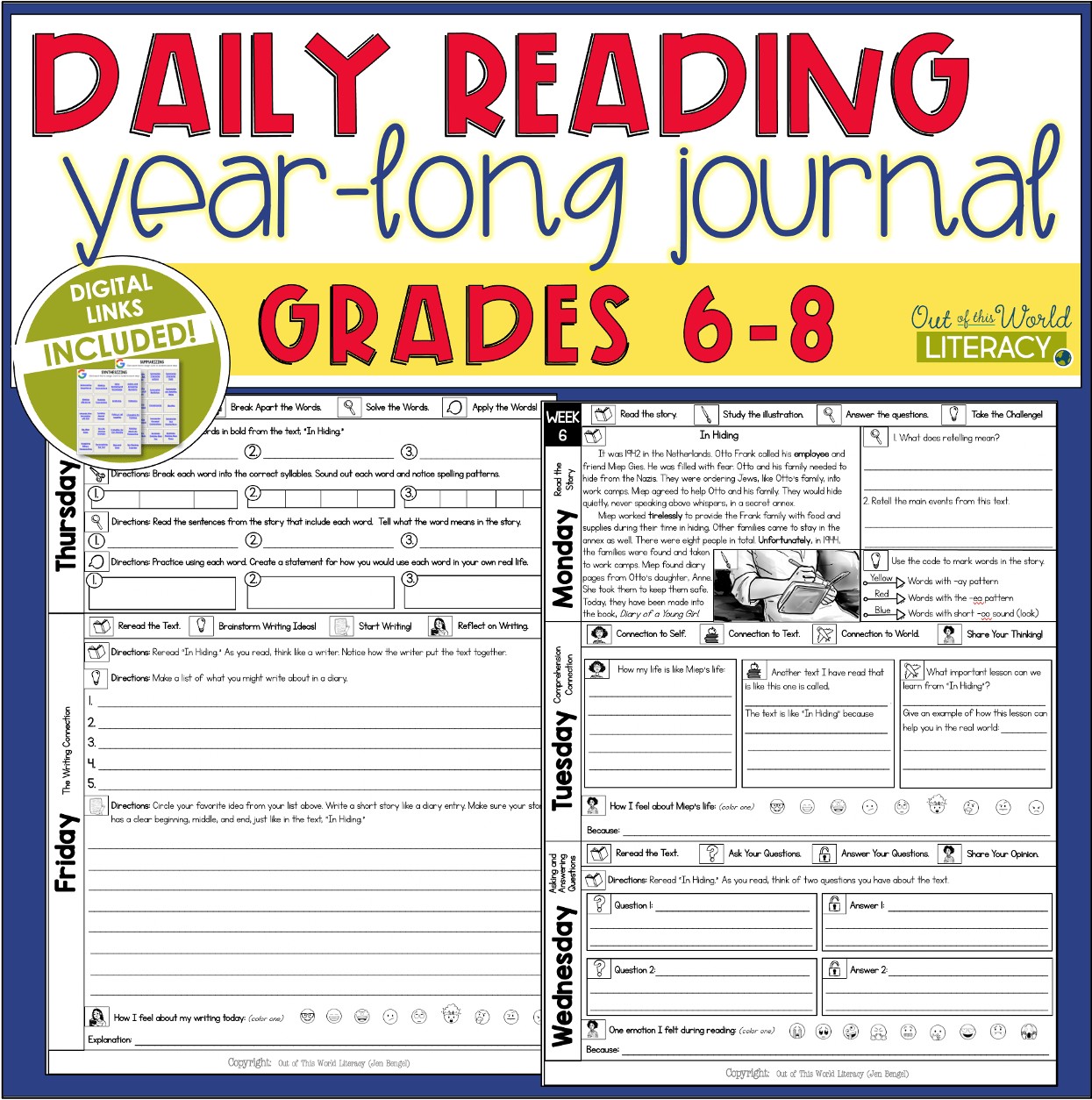 Reading Journal Grades 68 Jen Bengel