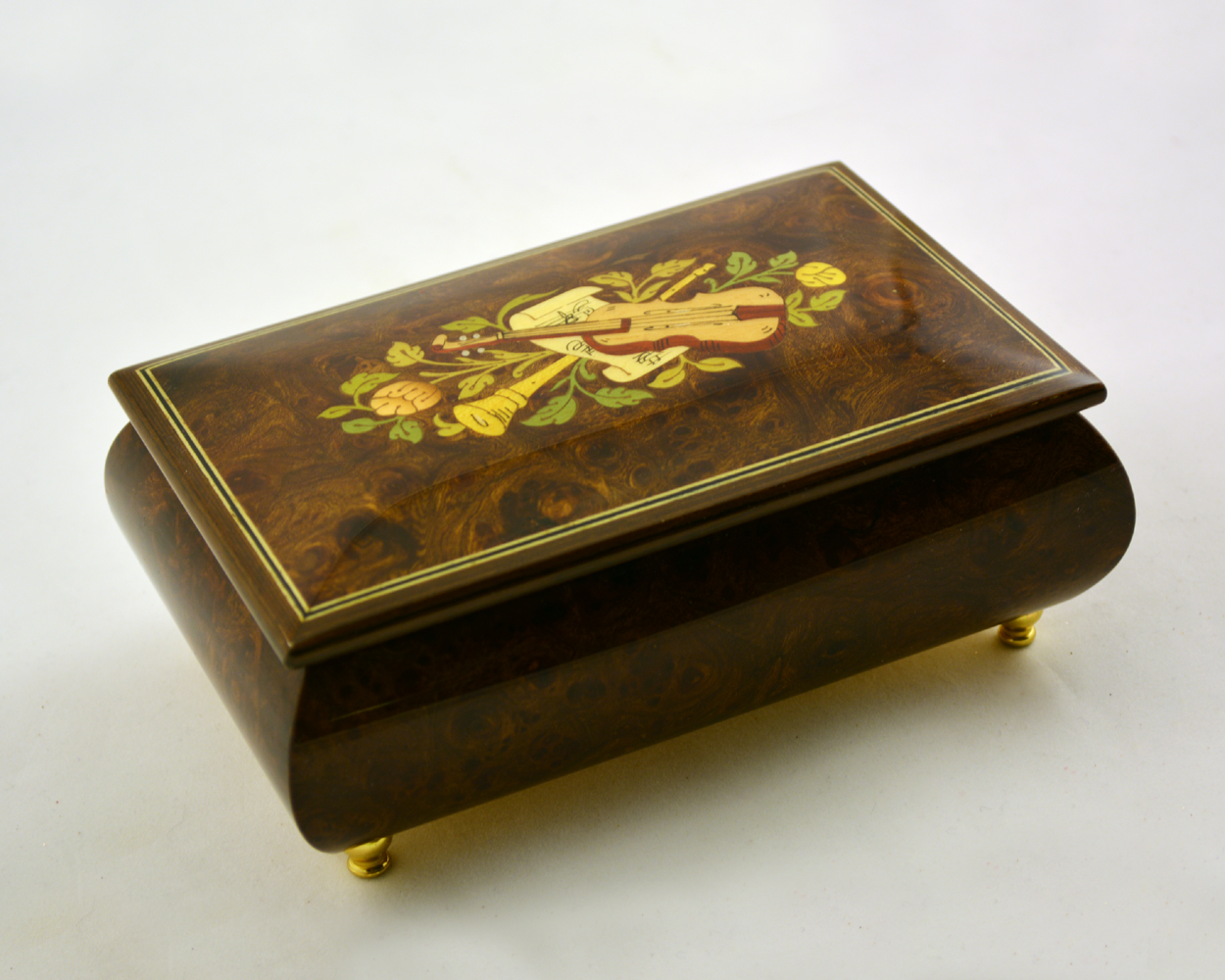 High Gloss Music Box with Musical Theme inlays Sorrento Music Boxes