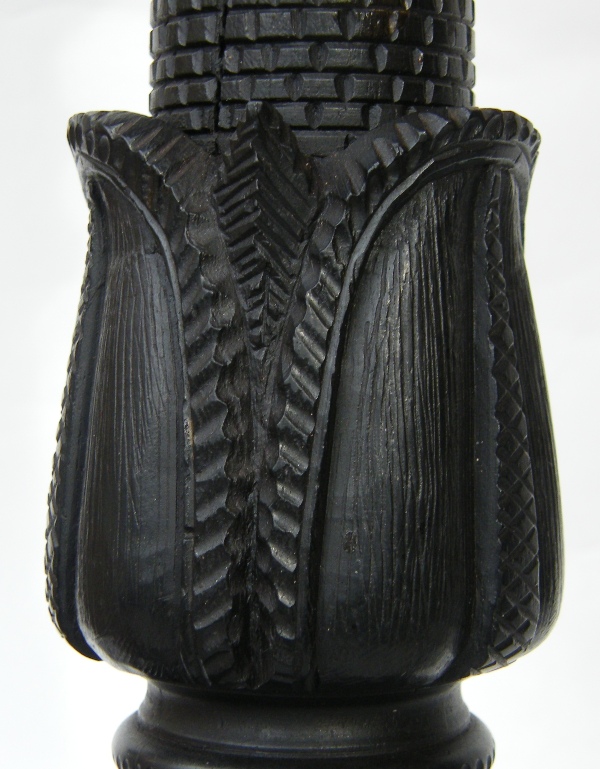 905. Large Pair Irish Bog Oak Candlesticks Museum Quality ANTIQUES