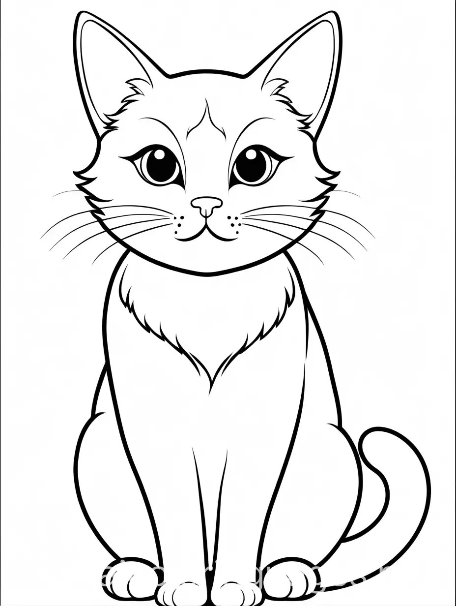 Gothic Black Cat Coloring Page Simple Line Art on White Background AI