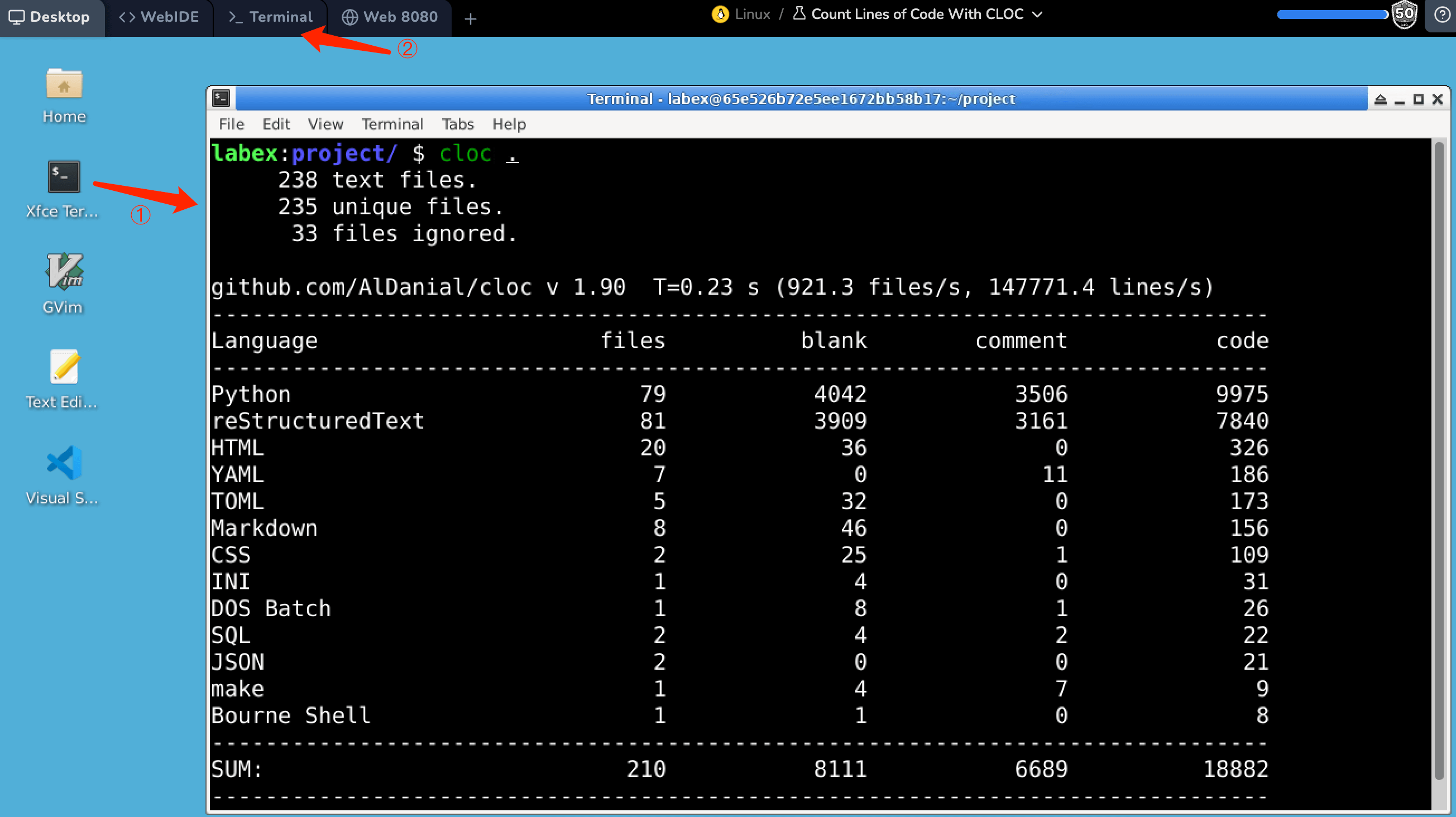 Analyze Your Project's Code with CLOC LabEx