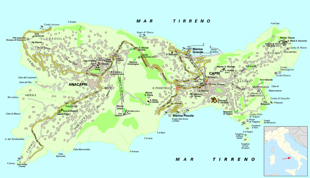 Capri Carte Italie Průvodce po ostrově Capri Itálie MAHALO.cz
