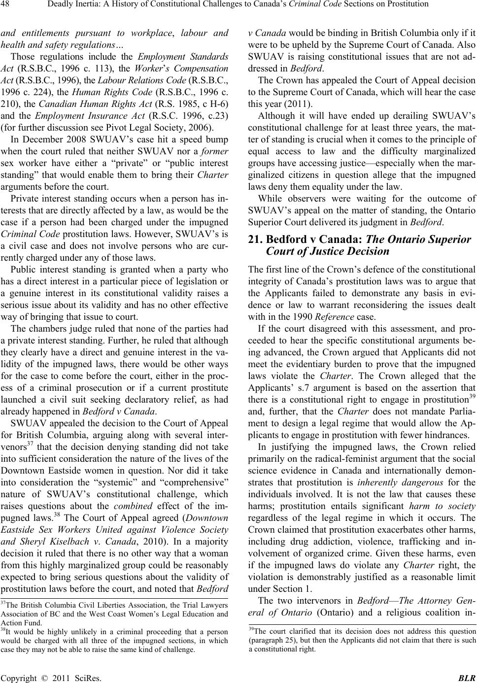 Deadly Inertia A History of Constitutional Challenges to Canadas Criminal Code Sections on