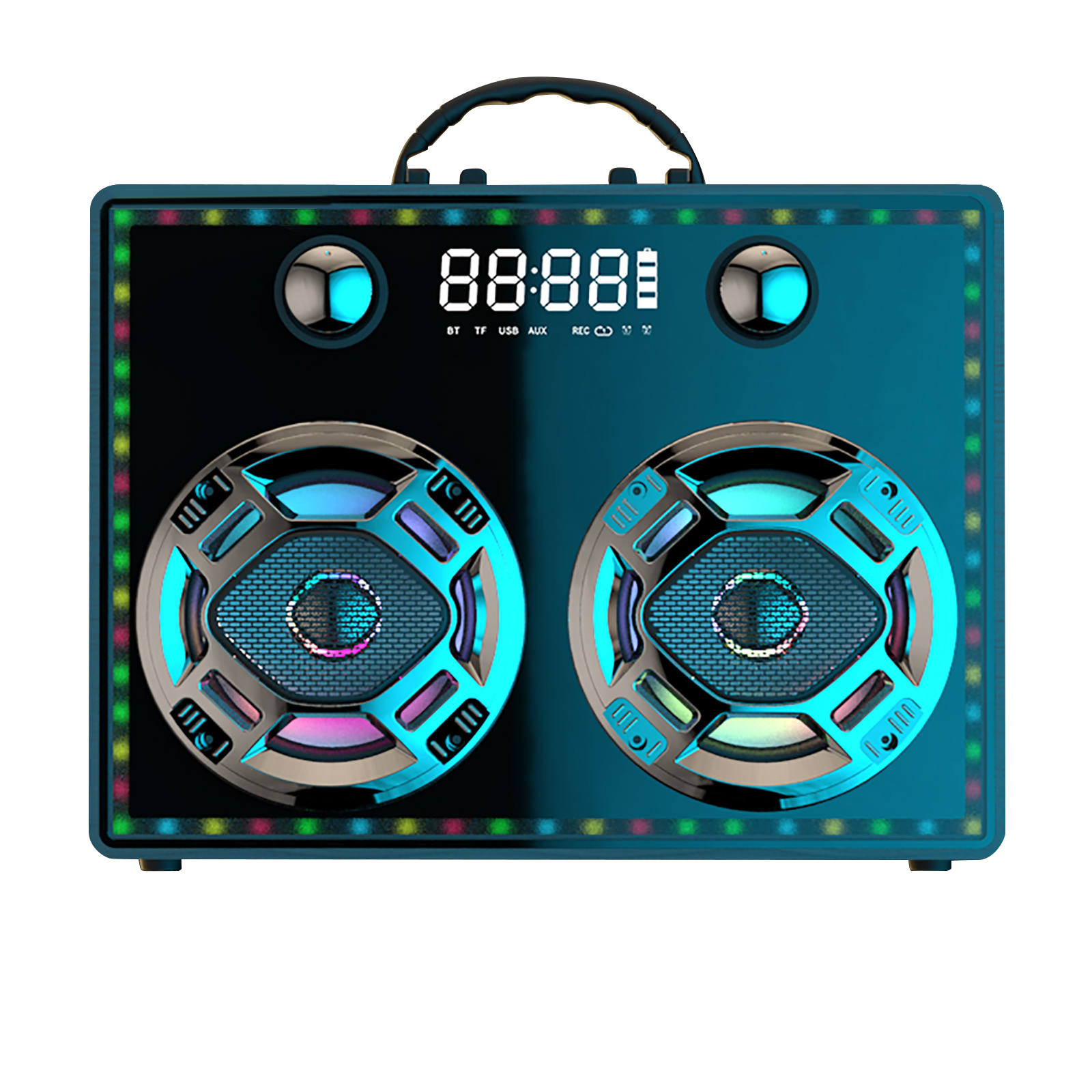 Portable Karaoke Singing Machine 2 Mic Bluetooth Dual 5'' Speakers