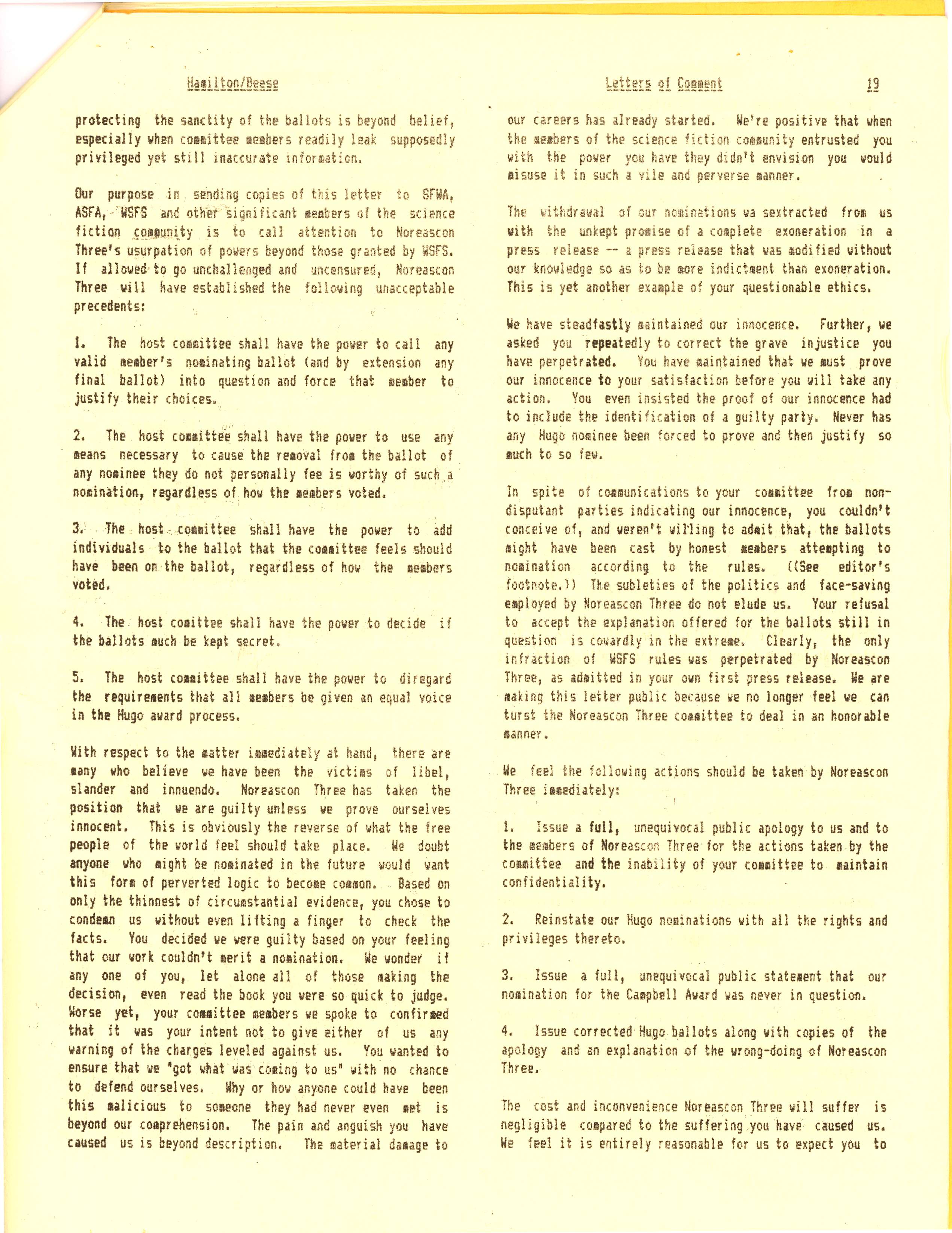 Source Materials About the 1989 Hugo Controversy File 770