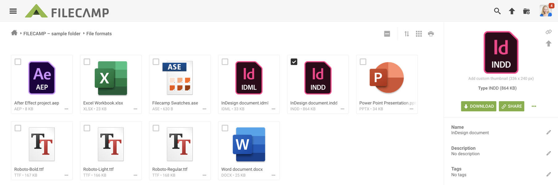 Supported file types Filecamp