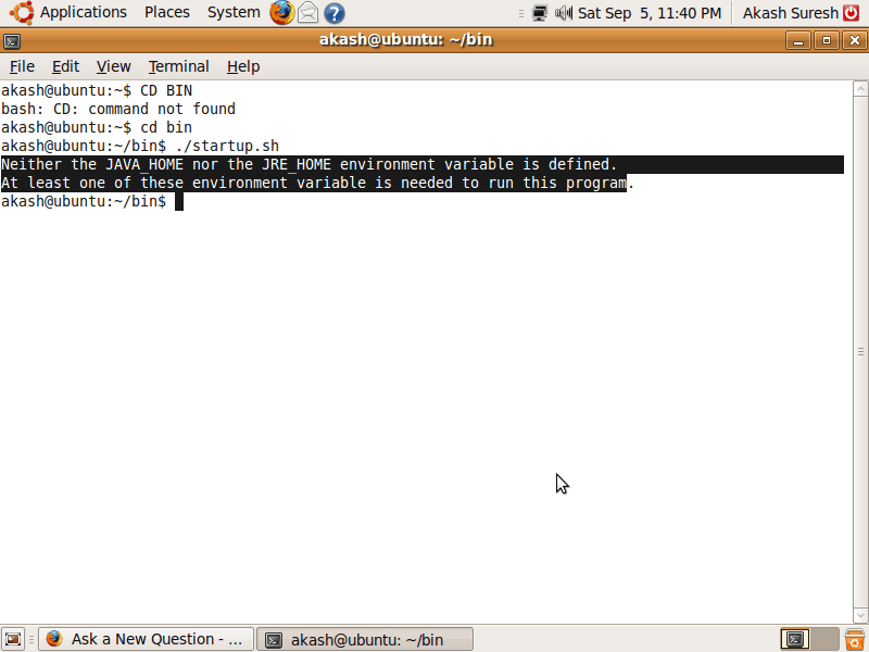 Neither the JAVA_HOME nor the JRE_HOME environment variable is defined