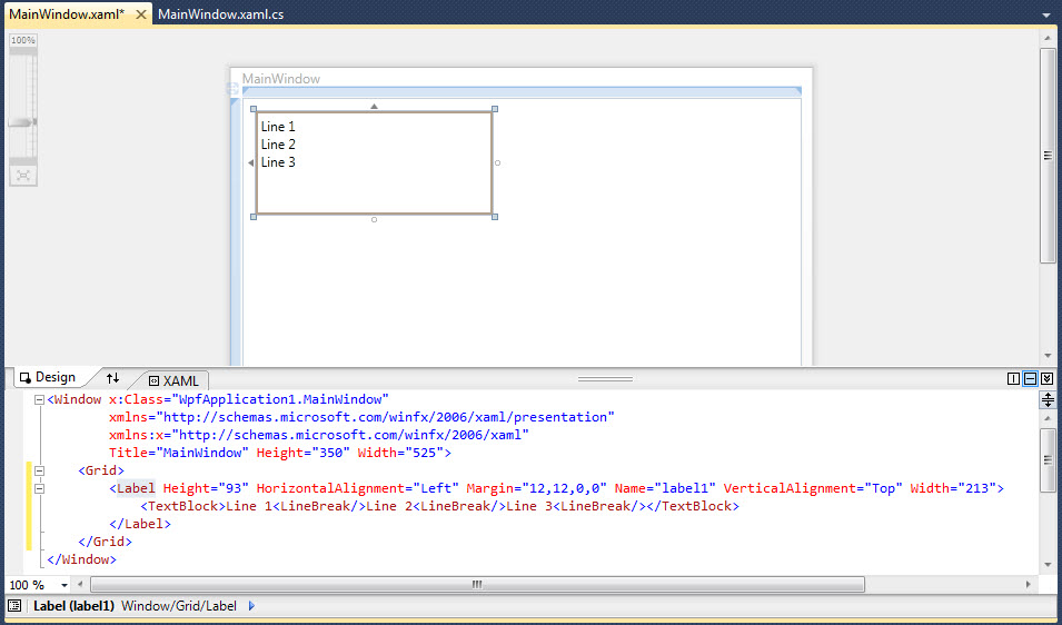 Solved How to have more than one line of text in WPF label or text box