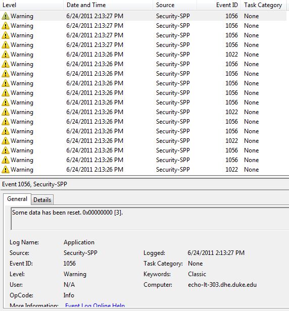 Solved SecuritySPP warning 30times a minute in windows application