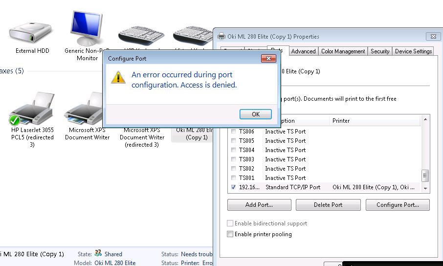 Solved Server 2011 essentials access denied on printer port