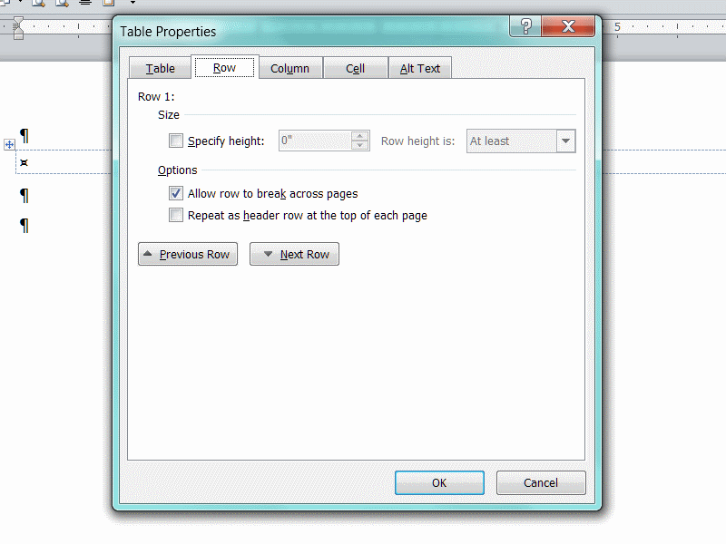 Solved Force a table to break across pages as I type in Word 2010