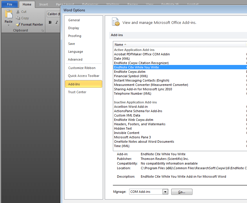 Solved Disable Active Application Addins in MS Word 2010 with VBS Experts Exchange
