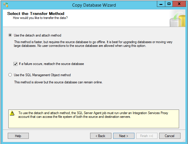 SQL Server database migration The Copy Database Wizard method