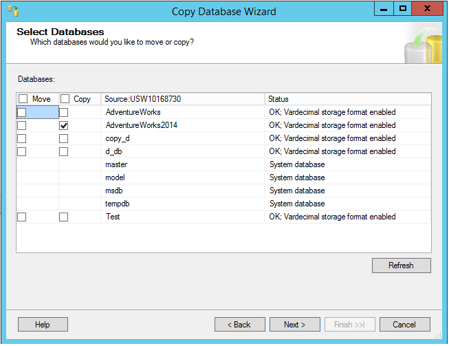 SQL Server database migration The Copy Database Wizard method