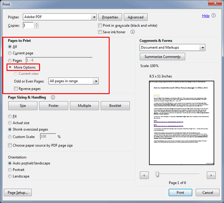 Adobe Reader X Page Setup Margins Greyed Out