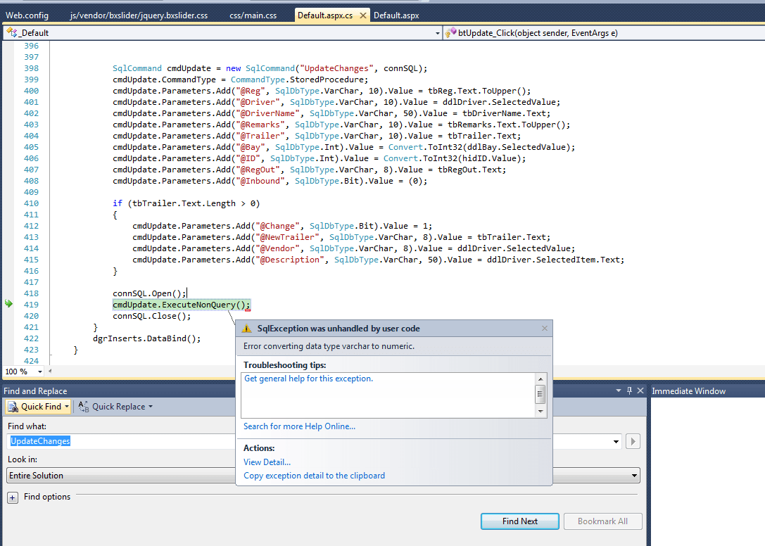 Solved Error Converting data type varchar to numeric. application