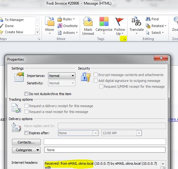 find the Exchange server name that Outlook is connected to.