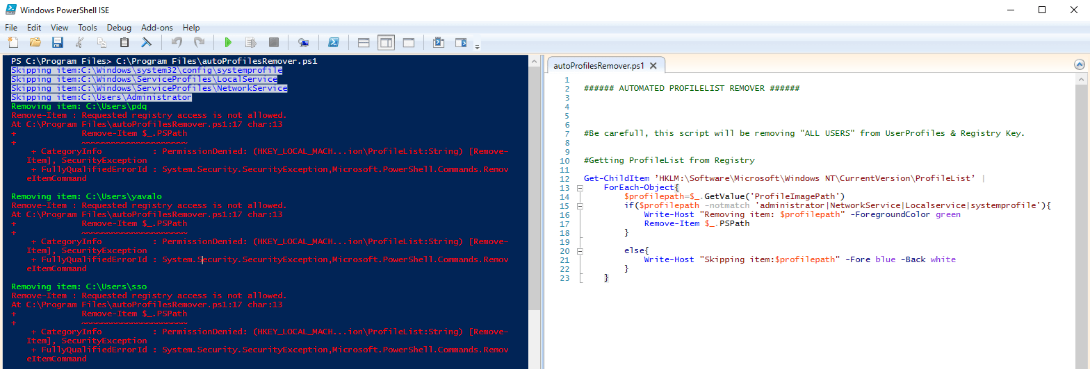 Solved RemoveItem Requested registry access is not allowed