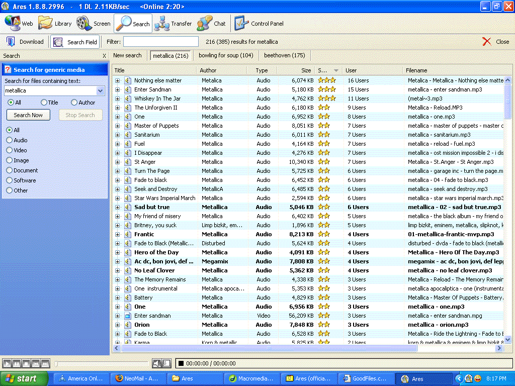 FileGets Ares Lite Screenshot Ares Lite is a free peer to peer file