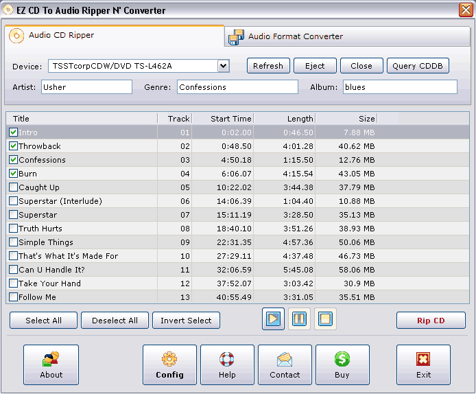 FileGets eMatrixSoft Free CD Ripper 2007 Screenshot Rip audio files