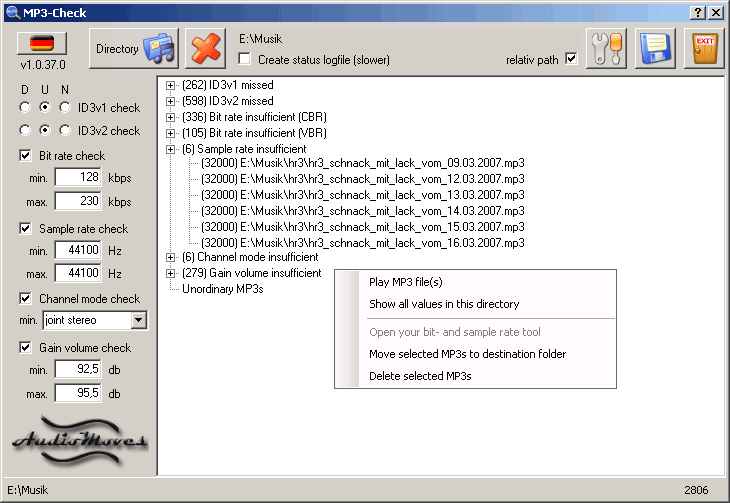 FileGets MP3Check Screenshot With MP3Check you can have your