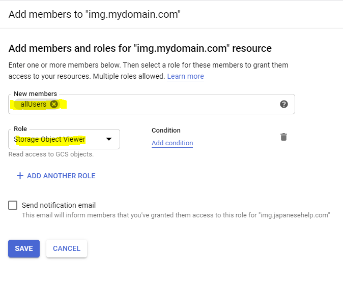 Add a domain to your Google Cloud Storage API FileIdea