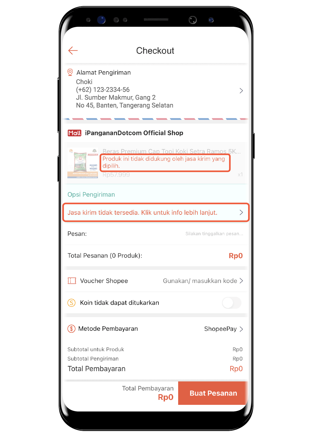 [Pengiriman] Mengapa alamat pengiriman saya tidak didukung oleh jasa